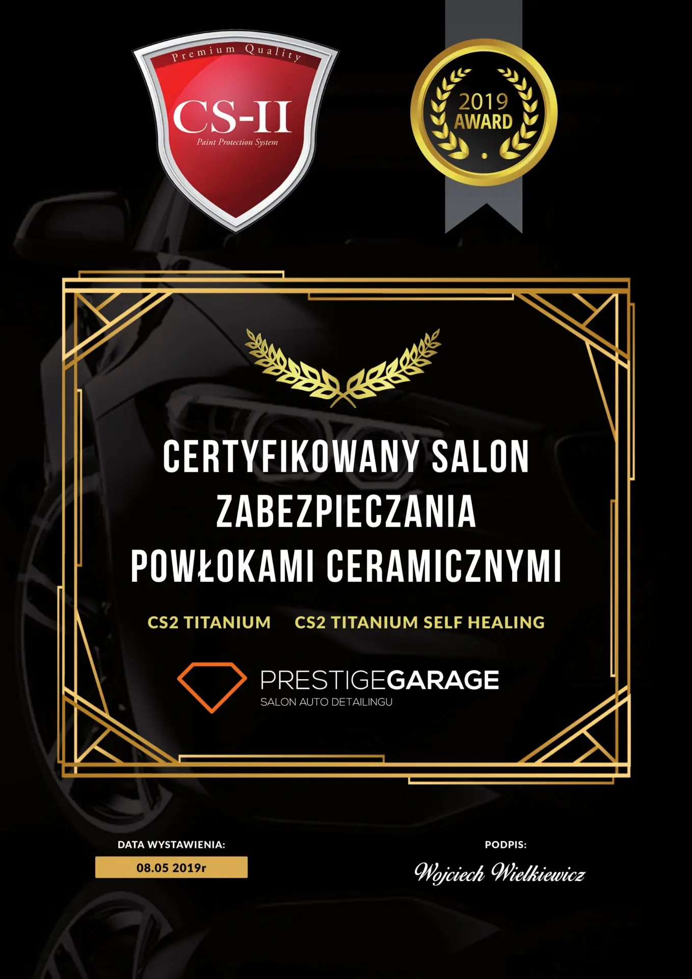 Prestige Garage - certyfikat cs2